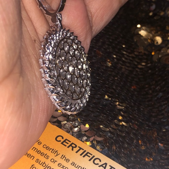 10k white gold vermeil, picture pendant, memorial charm, simulated diamonds, WOW - Picture 5 of 8